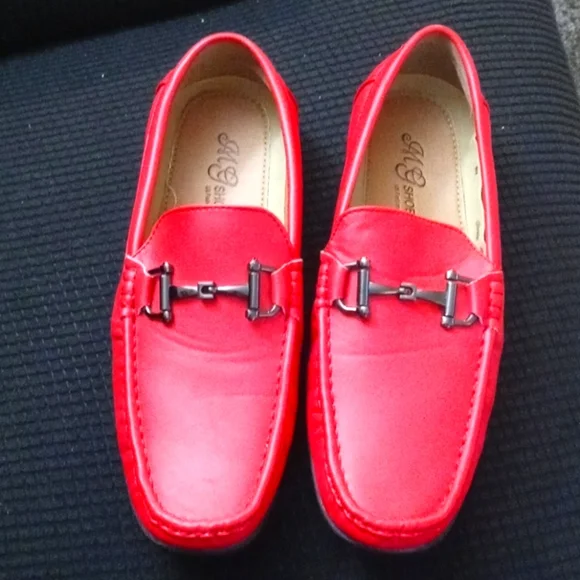Men's Red Bit Loafers - Classic Moccasin Dress Shoes - Size 8 - Like New - Picture 1 of 6